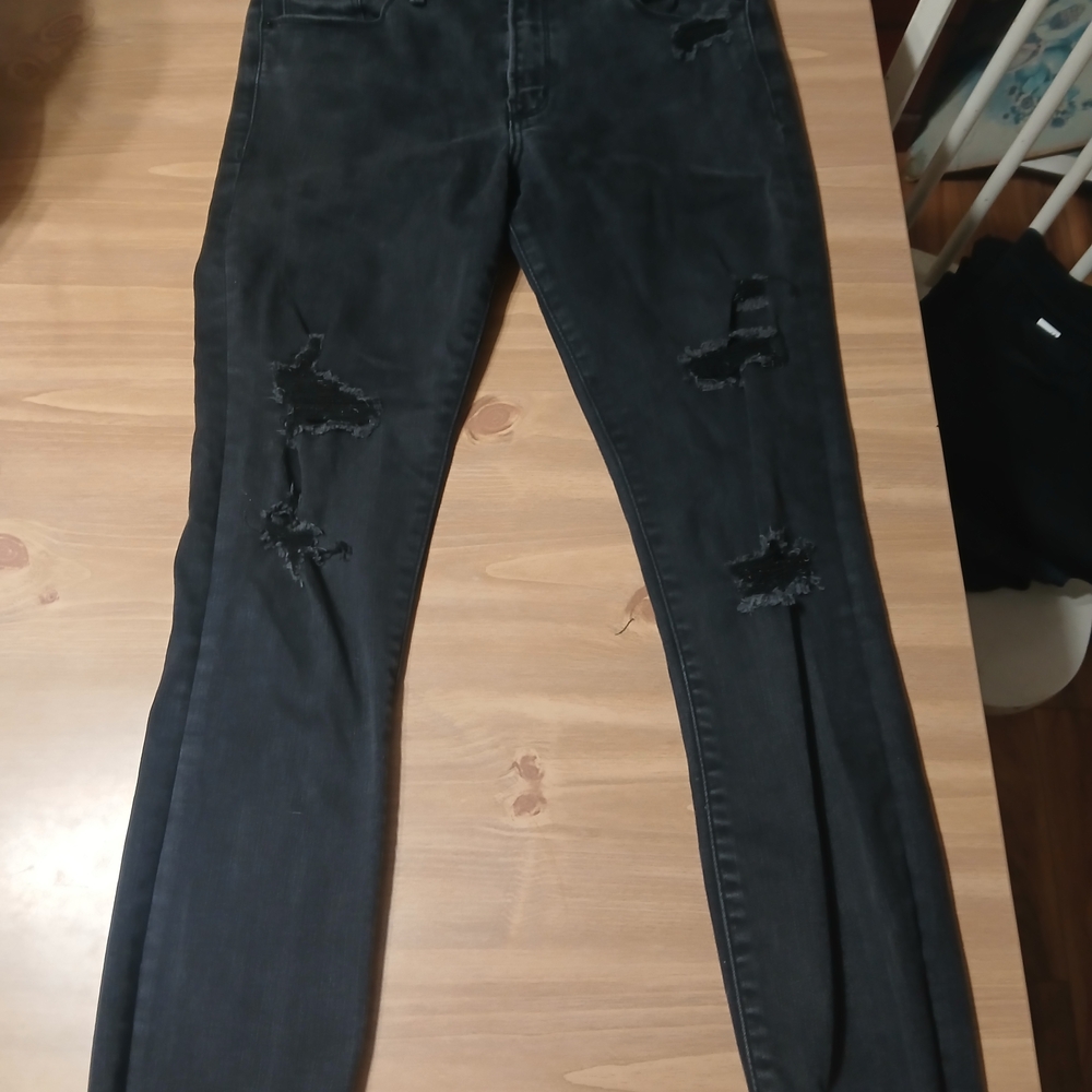 Abercrombie & Fitch Charcoal Distressed Skinny Jeans